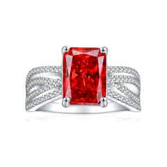 925 Silver 4ct Square Flame Ice Ring