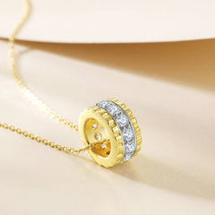 S925 Silver Circle Pendant Statement Necklace