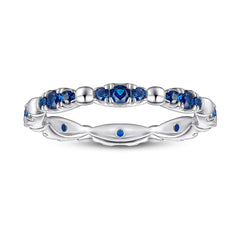 925 Silver Blue CZ Pavé Band Ring