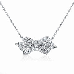 S925 Silver Bow Pendant Necklace