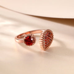 925 Silver Ruby Open Adjustable Ring