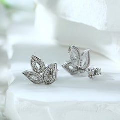 S925 Clover Leaf Earrings - CZ Silver Jewelry