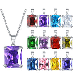 S925 Silver Rectangular Zircon Necklace