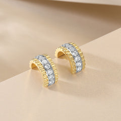 S925 Silver Zircon Hoop Earrings