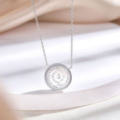 S925 Silver Round Dial Zircon Necklace