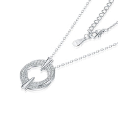 S925 Silver Double Hoop Zircon Necklace