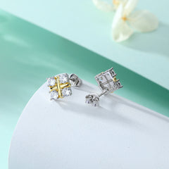 925 Silver X Bar Earrings Studs