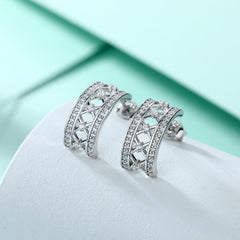 S925 Silver Half Hoop Zircon Earrings