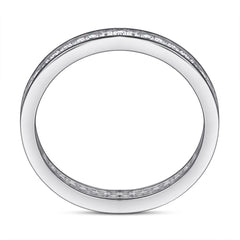 925 Silver T-Bar Ring - Full Circle CZ Band