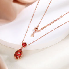 S925 Rose Gold Silver Garnet Necklace