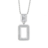 S925 Silver Square Zircon Pendant Necklace
