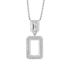 S925 Silver Square Zircon Pendant Necklace