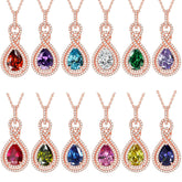 S925 Silver Peridot Rose Gold Necklace