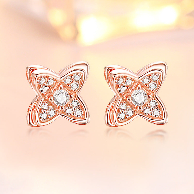 925 Silver Rose Gold Clover Windmill