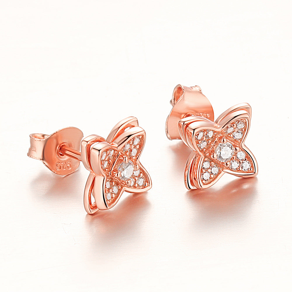 925 Silver Rose Gold Clover Windmill