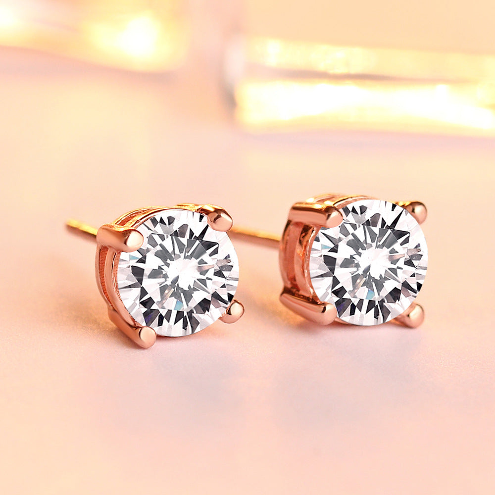 925 Silver Round Solitaire Zirconia Studs