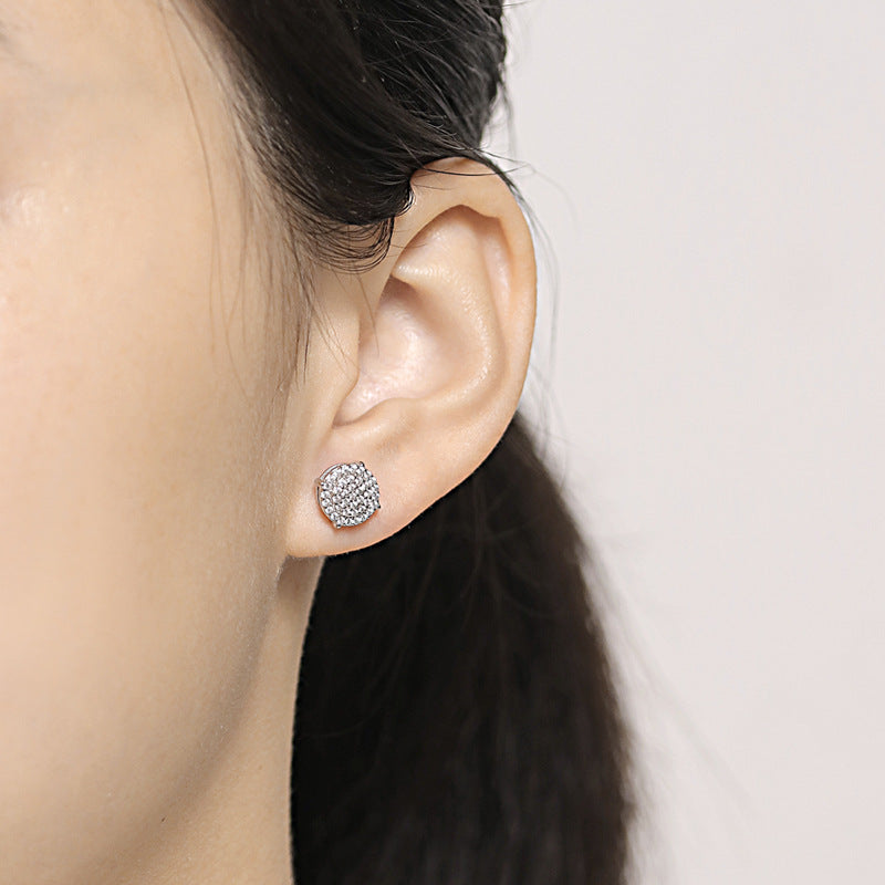 925 Silver Full Halo Circle Studs