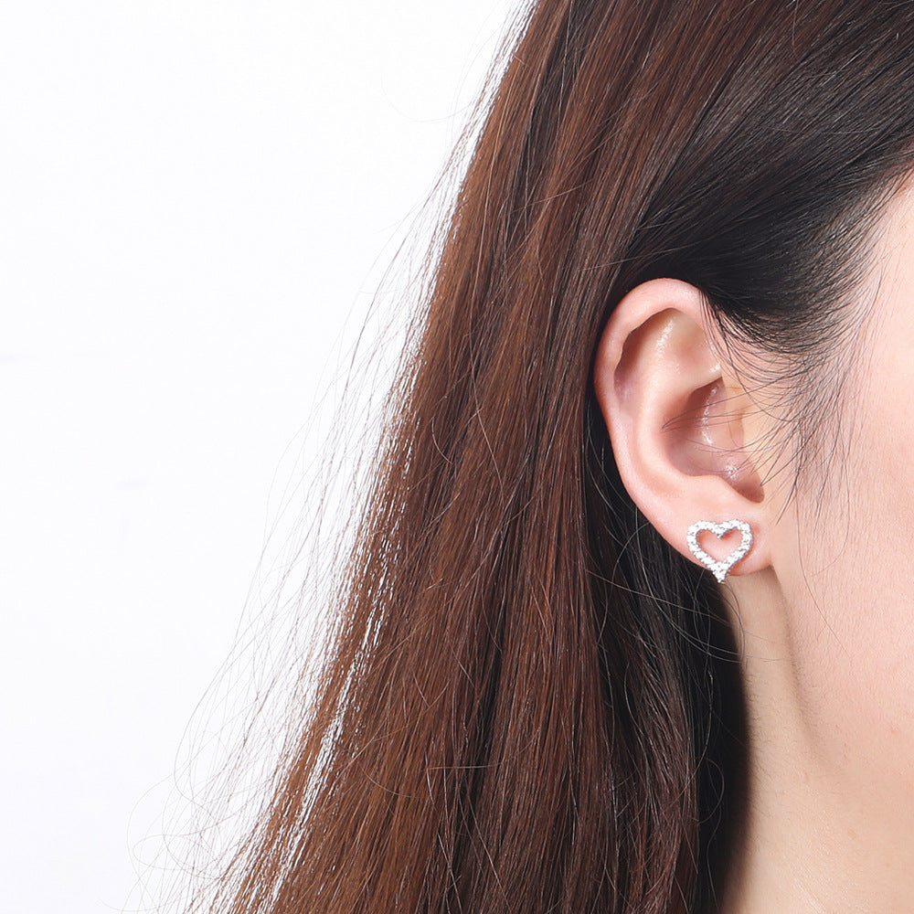 925 Silver Rose Gold Heart Earrings