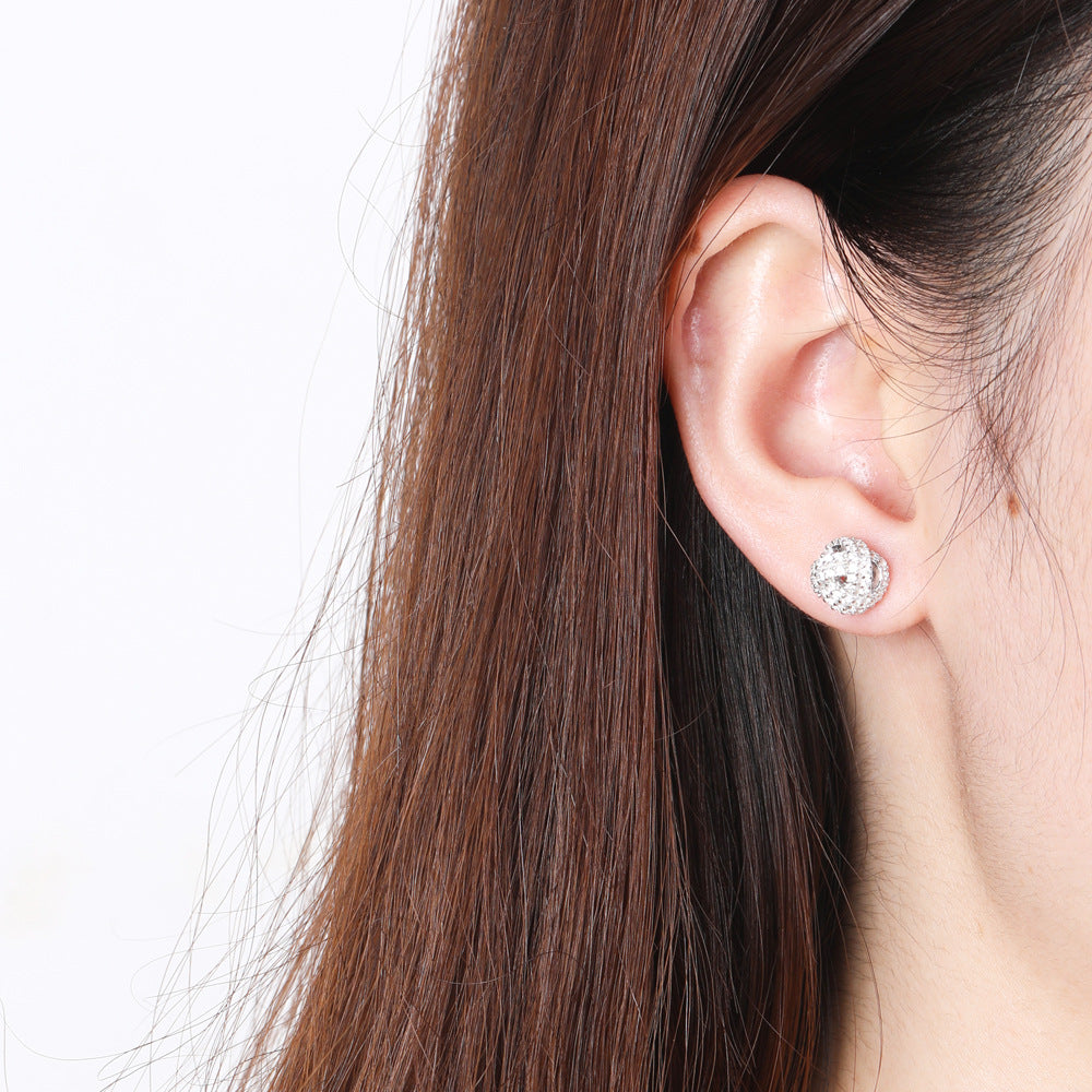 925 Silver Knitted Ball Zirconia Studs