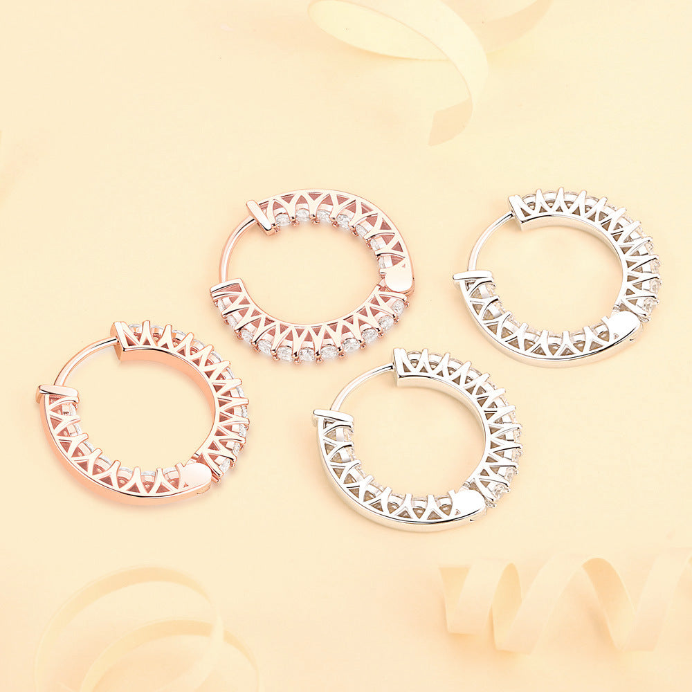 S925 Zircon Rose Gold Hoops
