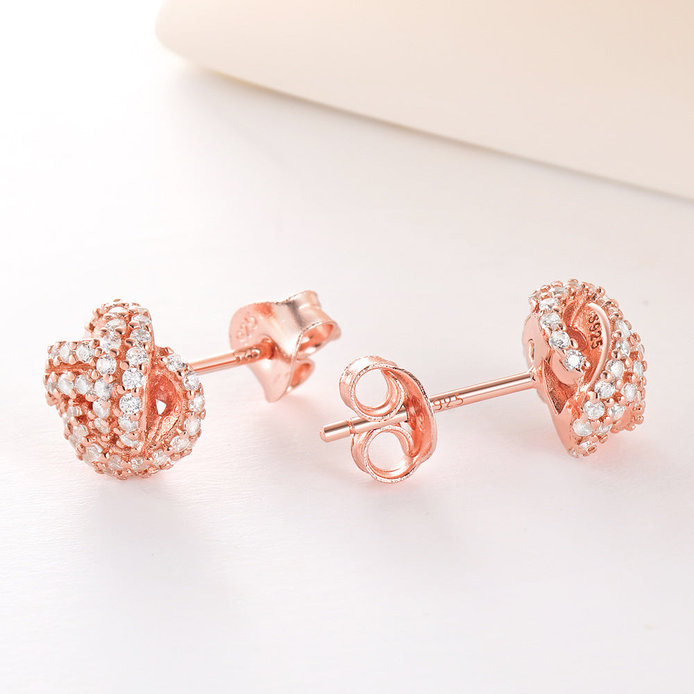 925 Silver Knitted Ball Zirconia Studs