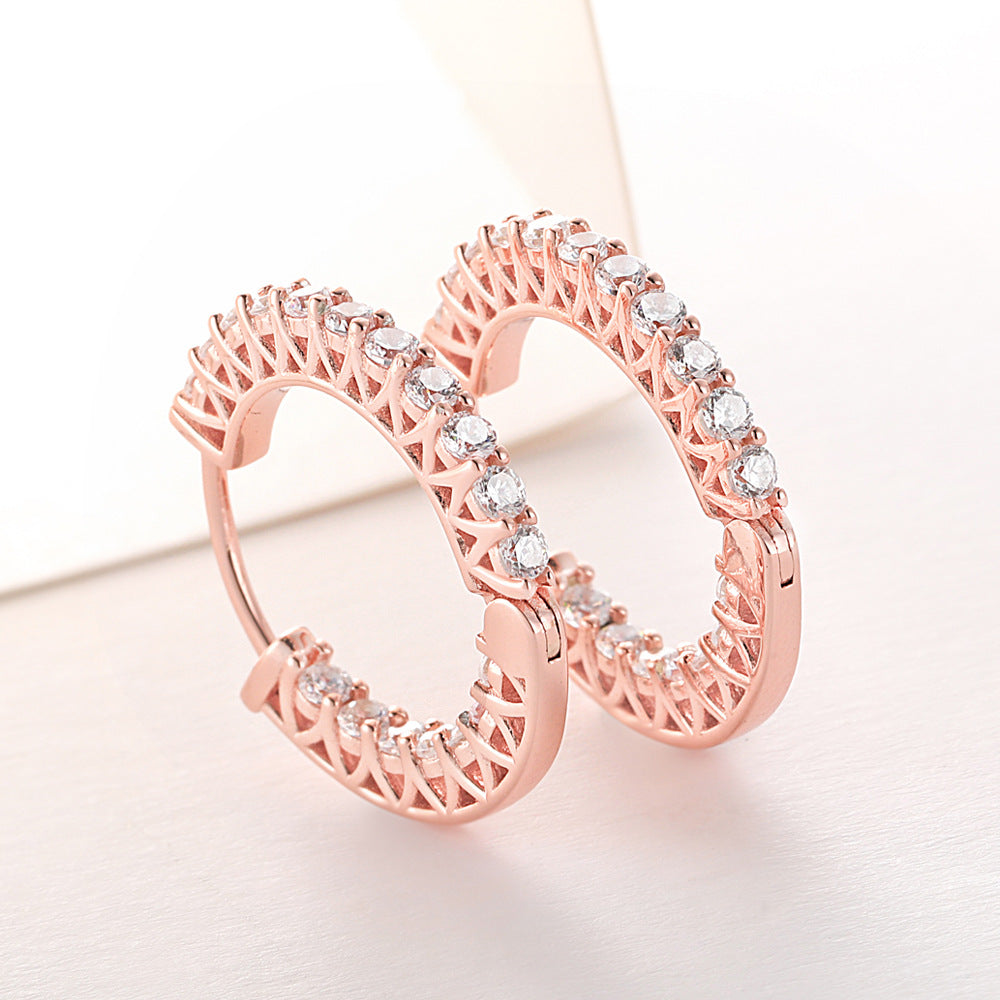 S925 Zircon Rose Gold Hoops