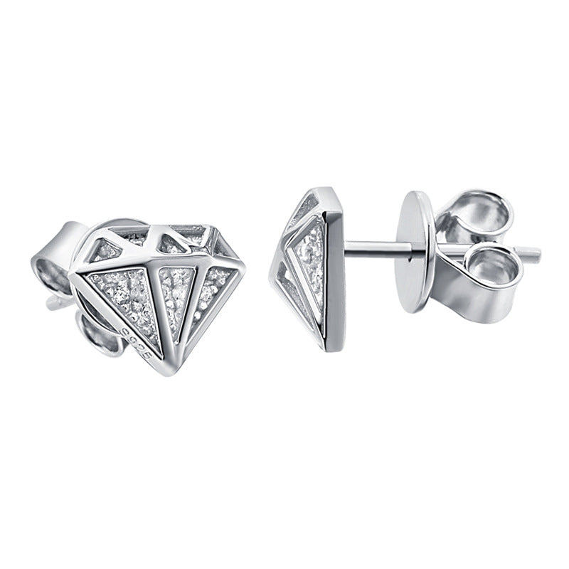 925 Silver Minimalist Triangle Zirconia Earrings