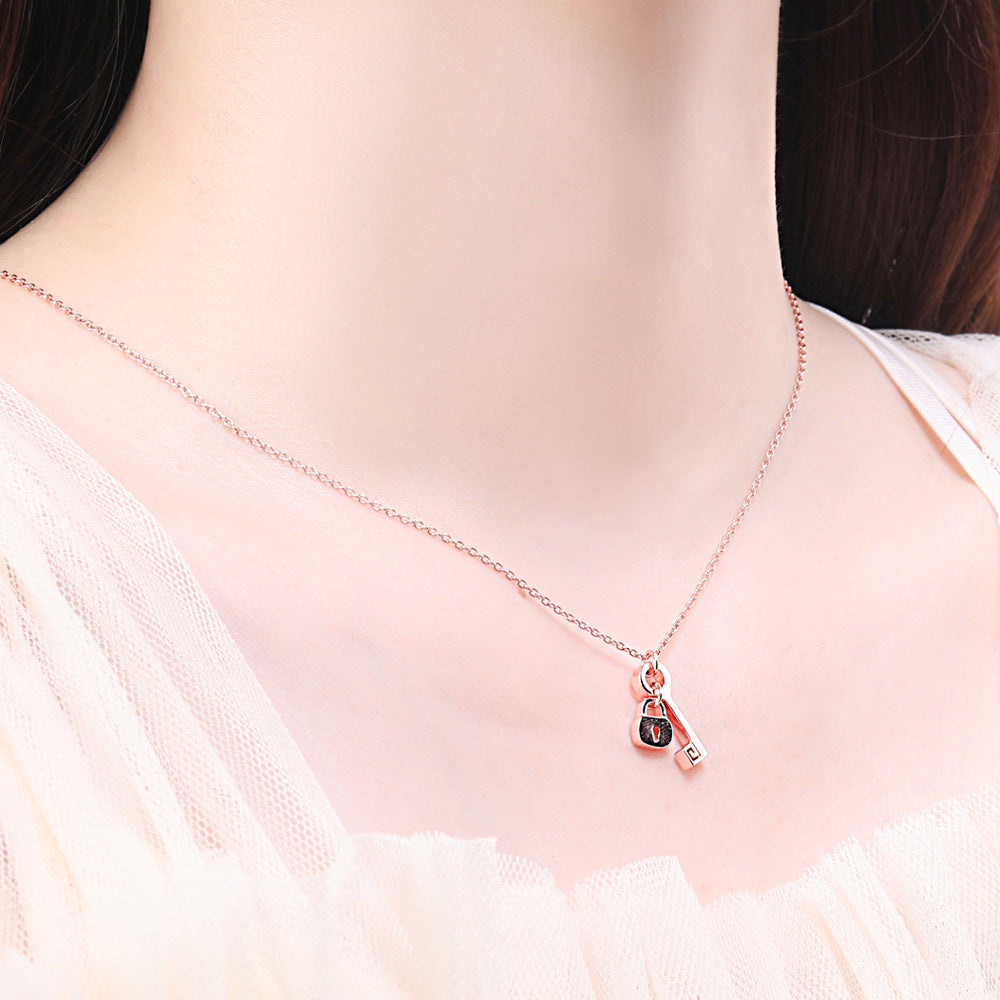 S925 Silver Key & Lock Heart Pendant