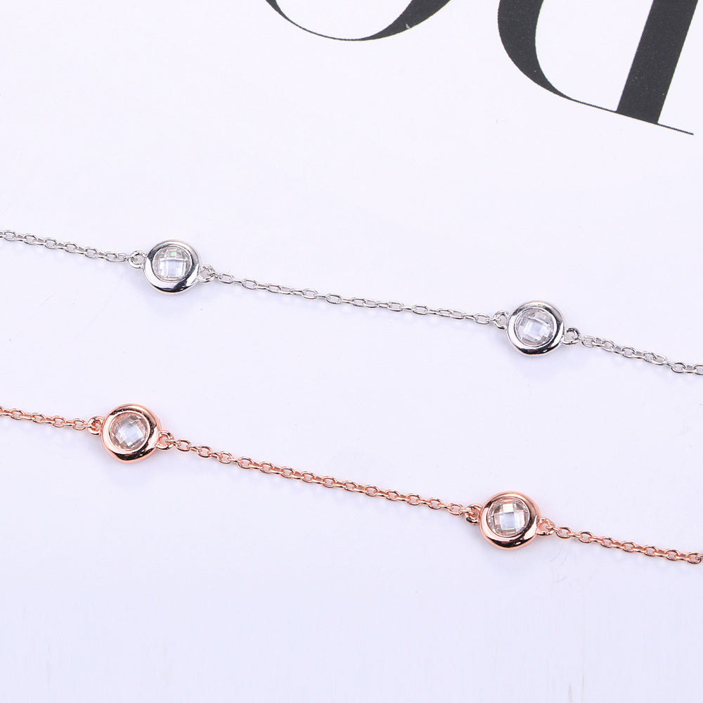 S925 Silver Round Diamond Choker