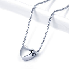 S925 Silver Heart Box Chain Necklace