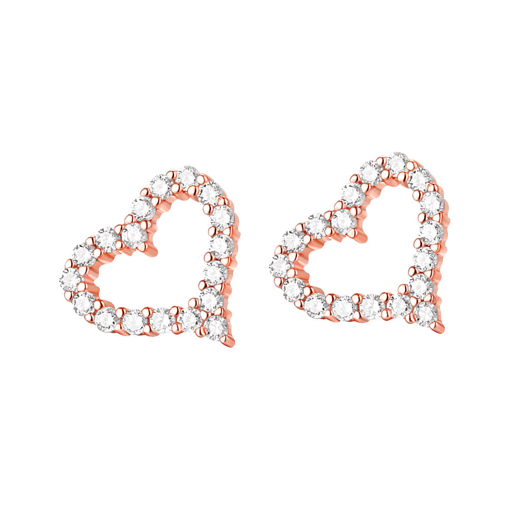 925 Silver Rose Gold Heart Earrings