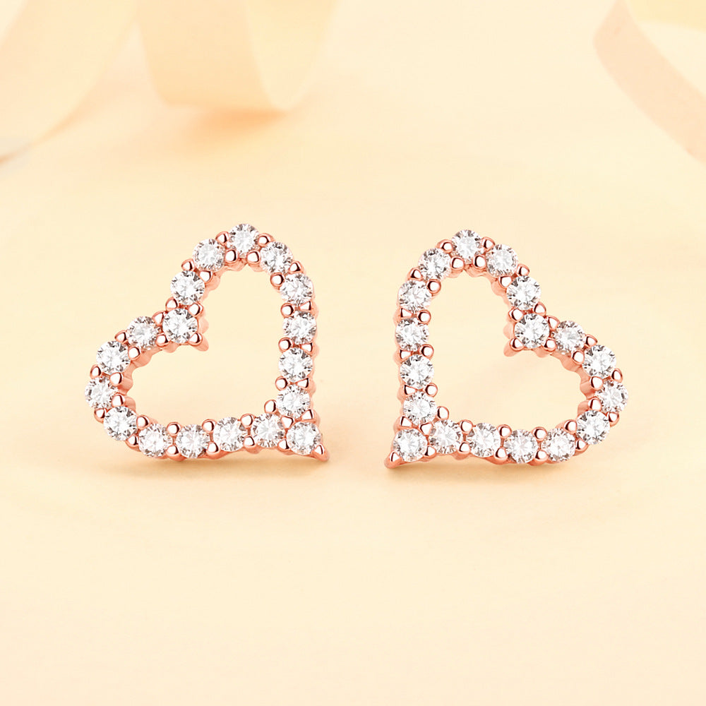 925 Silver Rose Gold Heart Earrings