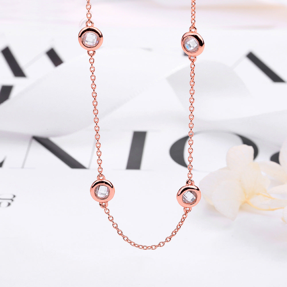 S925 Silver Round Diamond Choker