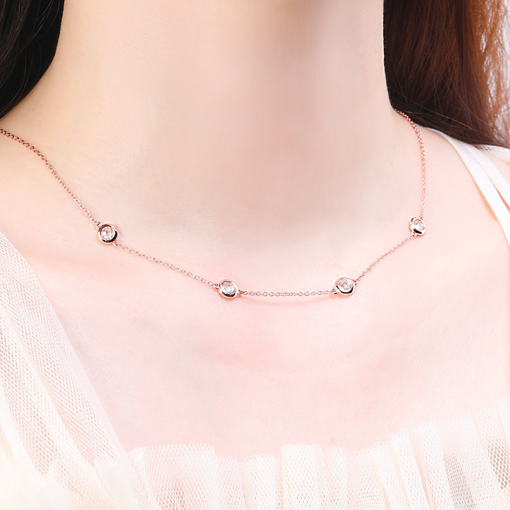 S925 Silver Round Diamond Choker