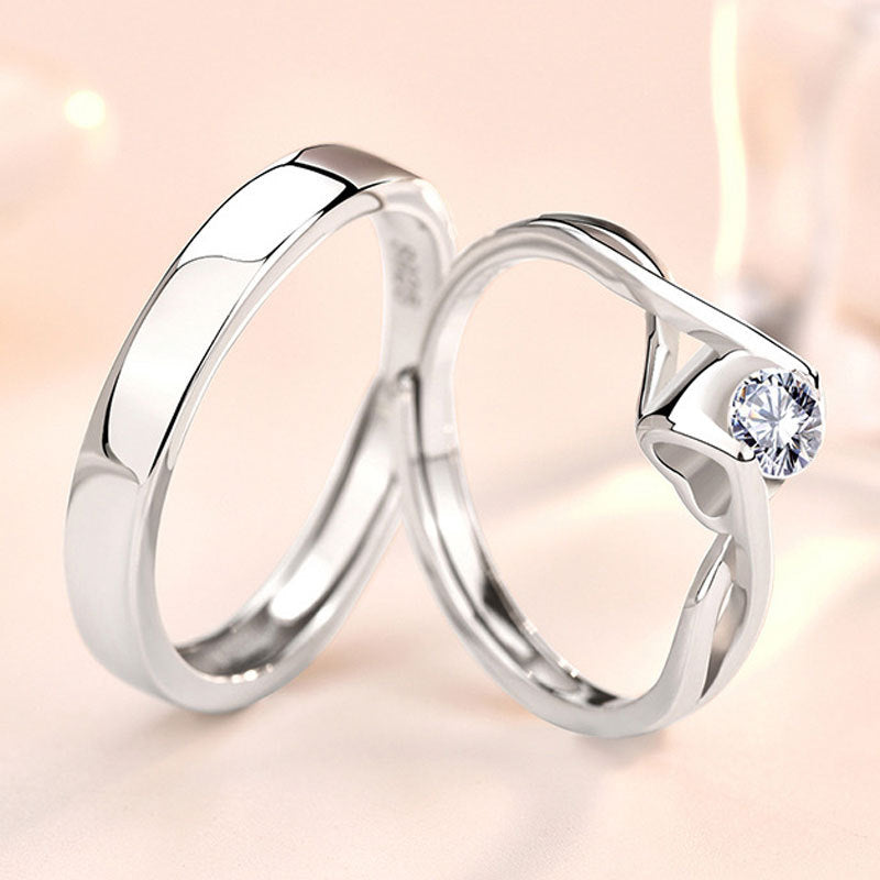 S925 Adjustable Couple Rings - Minimalist CZ Bands