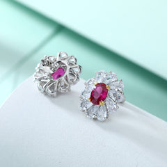 S925 Daisy Ruby Earrings - Vintage Luxe Jewelry