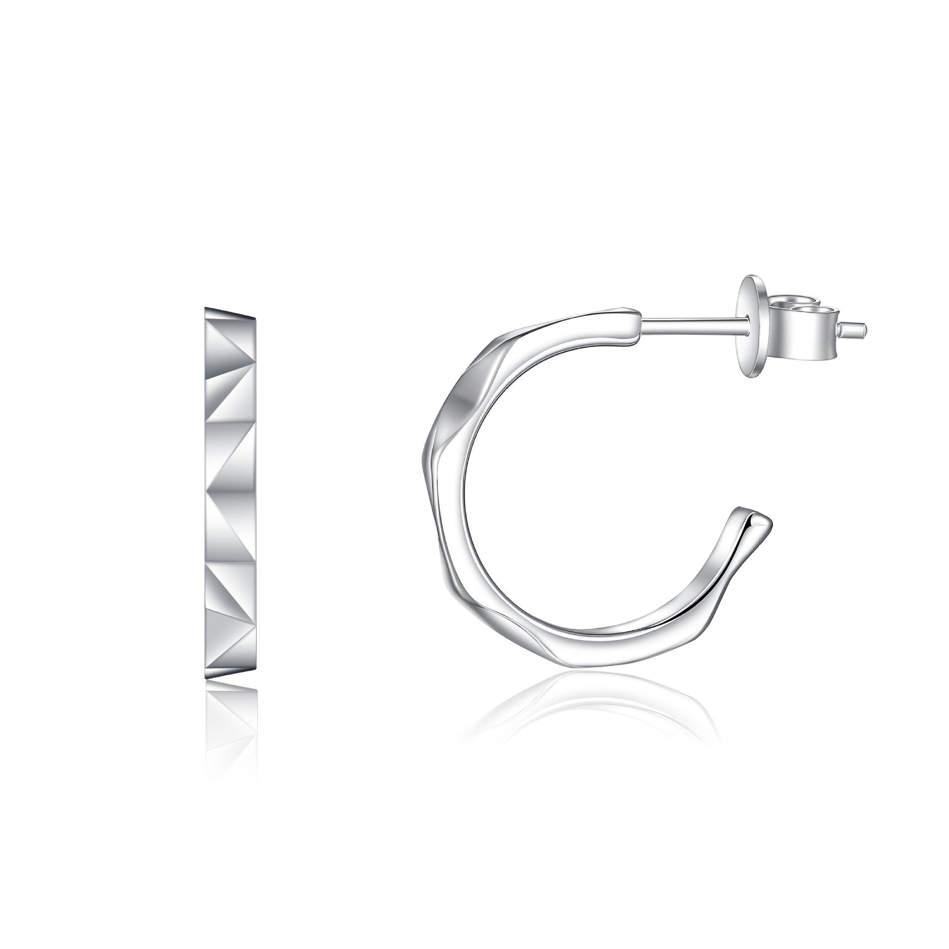 S925 Mirror Hoops - Luxe Silver Earrings