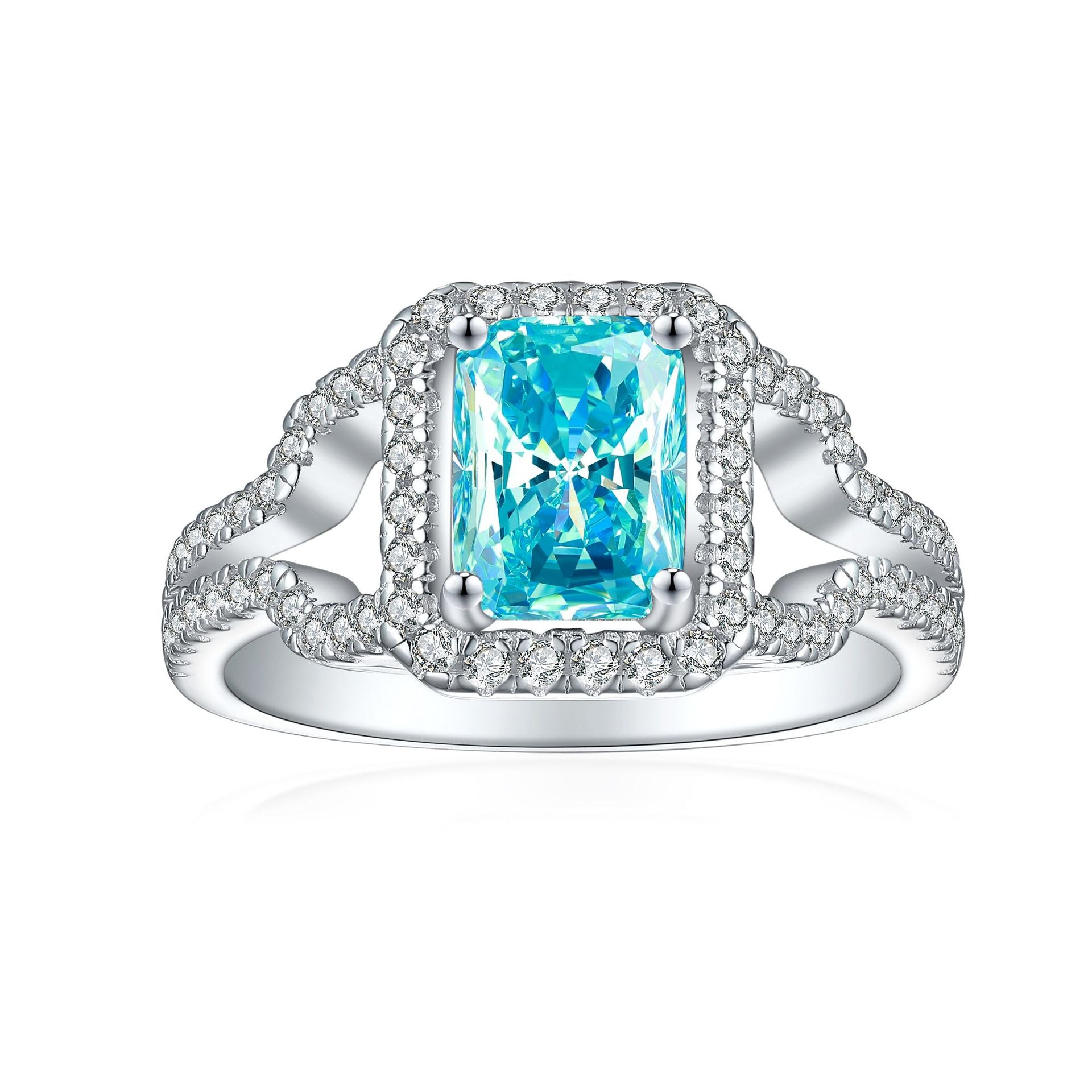 925 Silver 1.5ct Flame Ice Square Ring