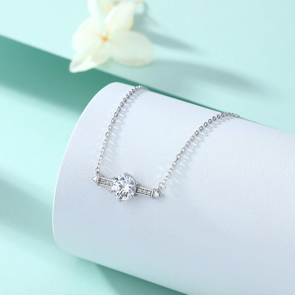 925 Silver 6-Prong Ring Zircon Earrings Necklace Set