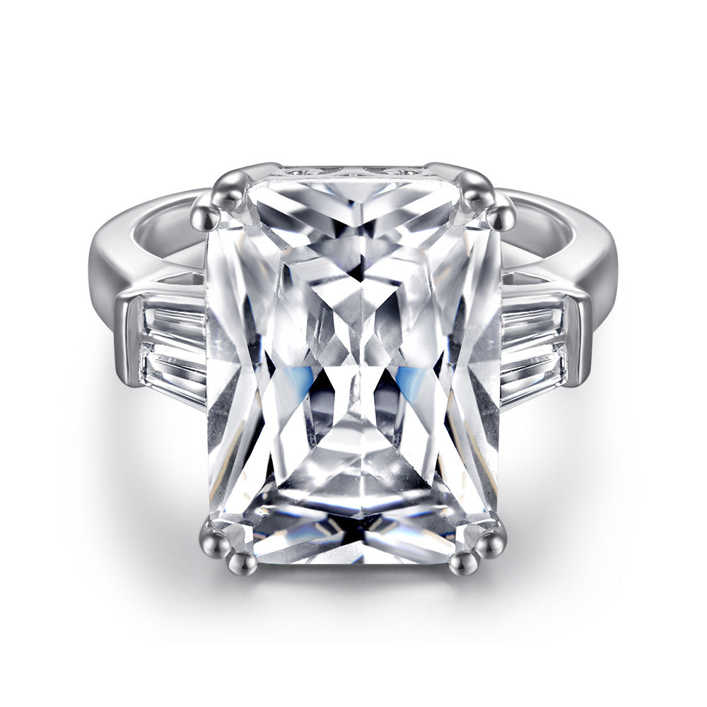 925 Silver Princess Cut Pink CZ Ring