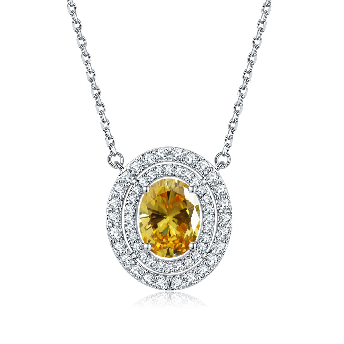 S925 Silver Oval Zircon Necklace