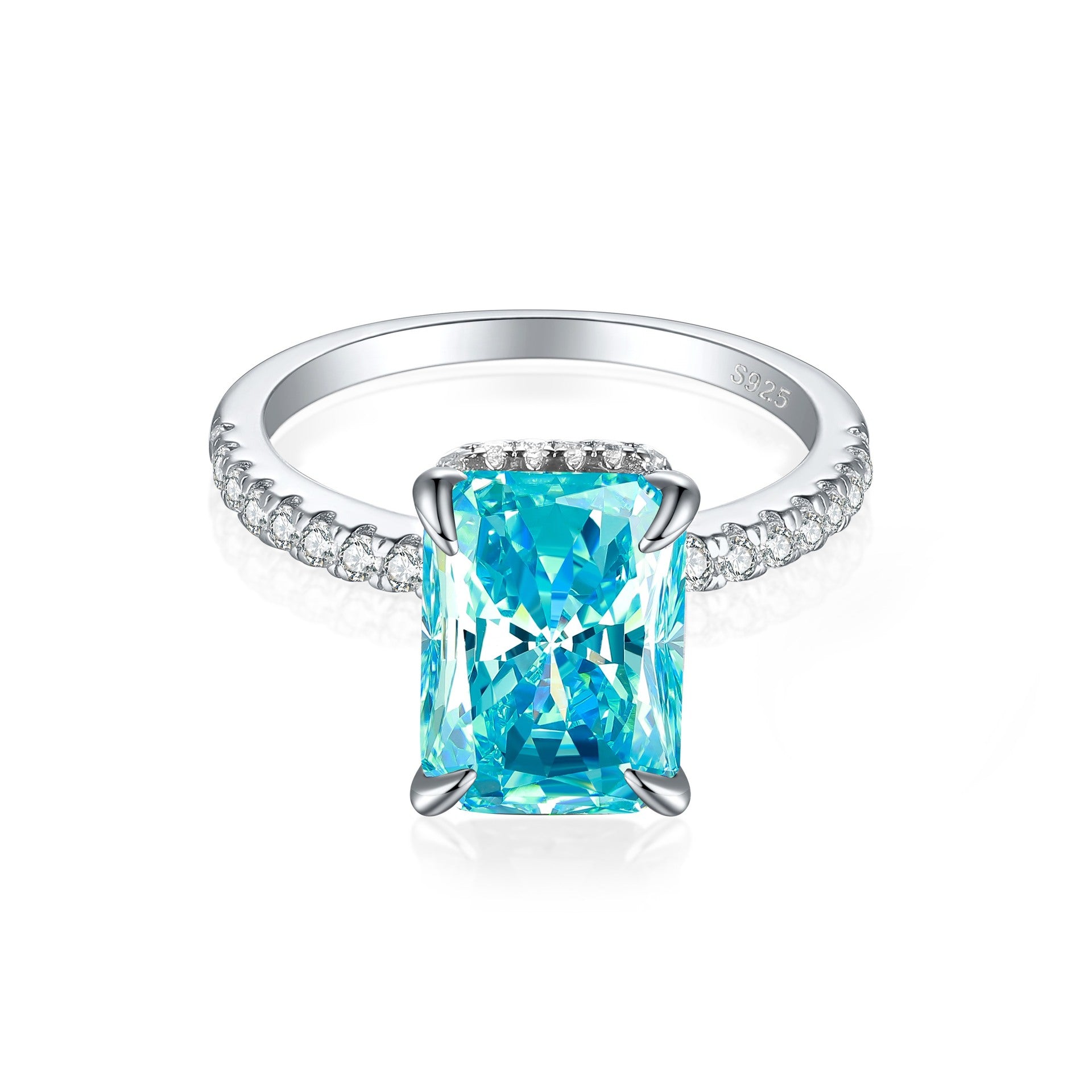 S925 Silver 4ct Gemstone Ring - Icy Cut 8x11mm