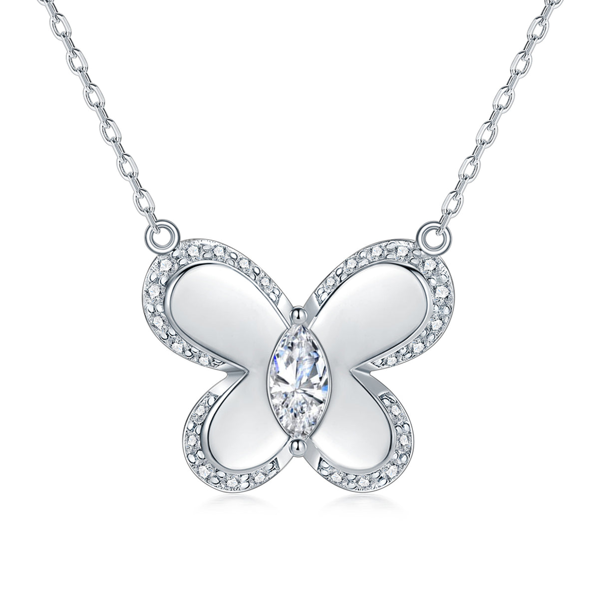 S925 Silver Butterfly Zircon Necklace