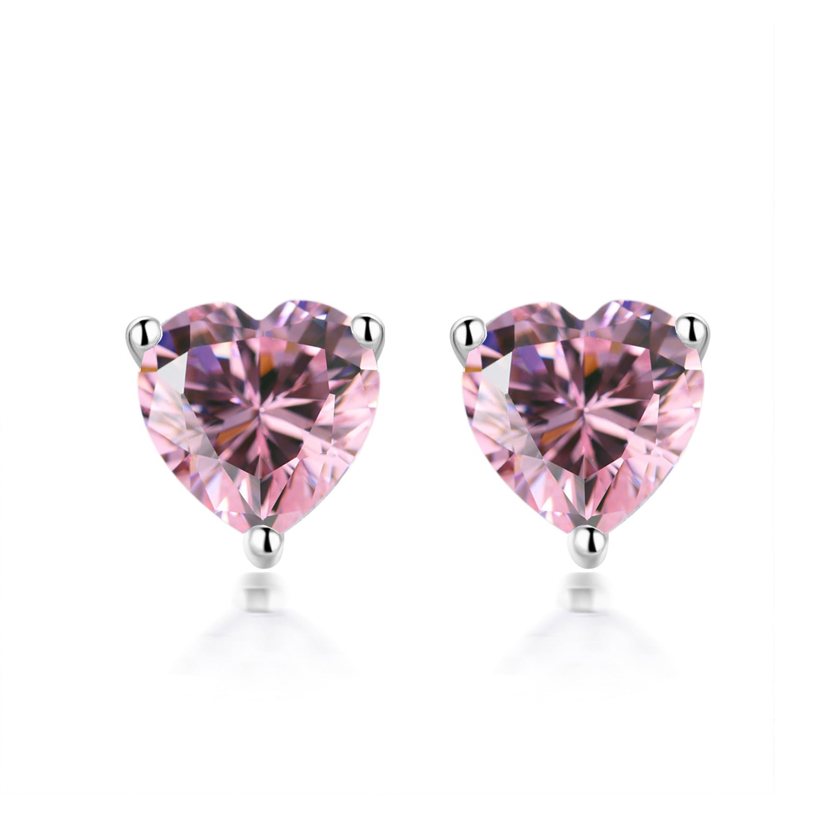 S925 Zodiac Heart Earrings - Birthstone CZ Studs