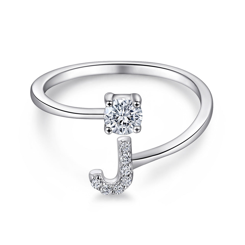 925 Silver Adjustable Letter Ring