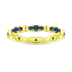 925 Silver Blue CZ Pavé Band Ring
