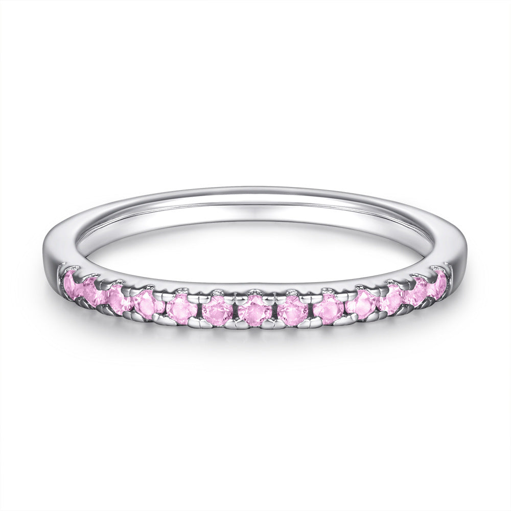 925 Silver Half Pavé Blue CZ Band