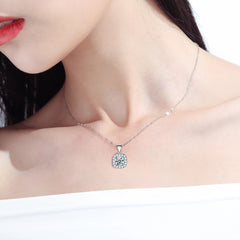 S925 Silver Square Zircon Pendant Necklace