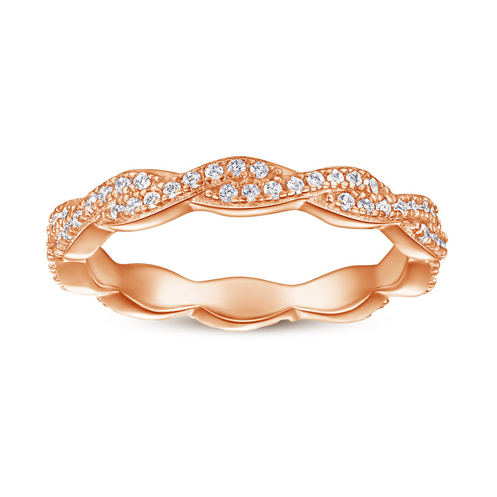 925 Silver Twisted Infinity Full Band Ring