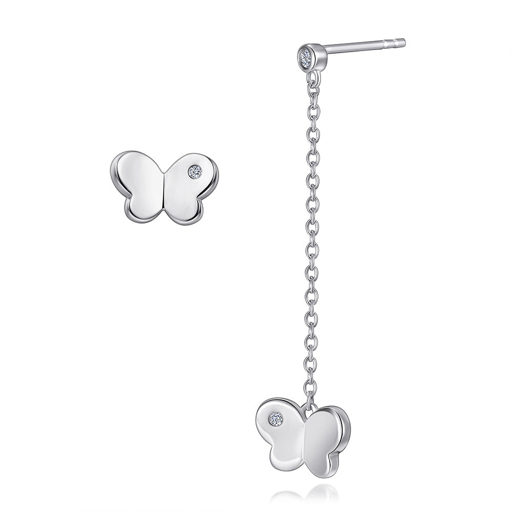 925 Silver Asymmetrical Butterfly Silver Studs